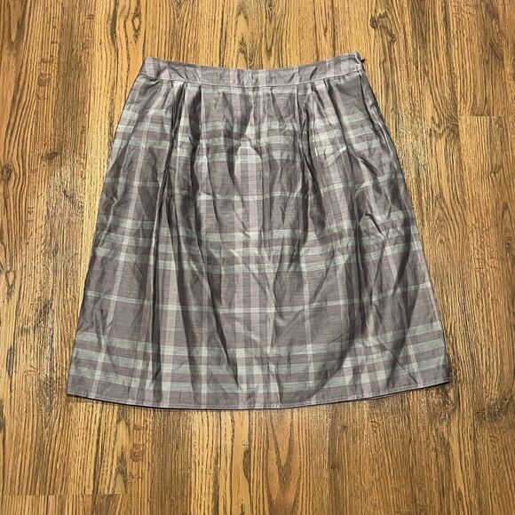 Burberry Dresses & Skirts - Burberry London Skirt Womens 10 Purple Gray Plaid Check Cotton Silk Blend Lined
